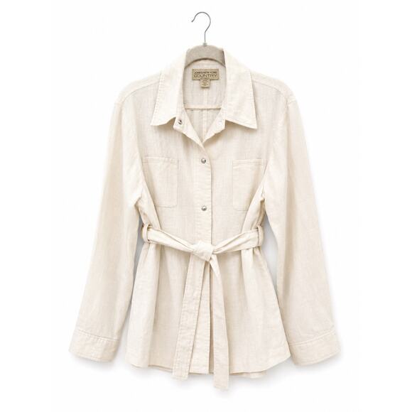 Jones New York Jackets & Blazers - Jones New York Country White Linen Blend Belted Button Up Jacket Shirt Women’s